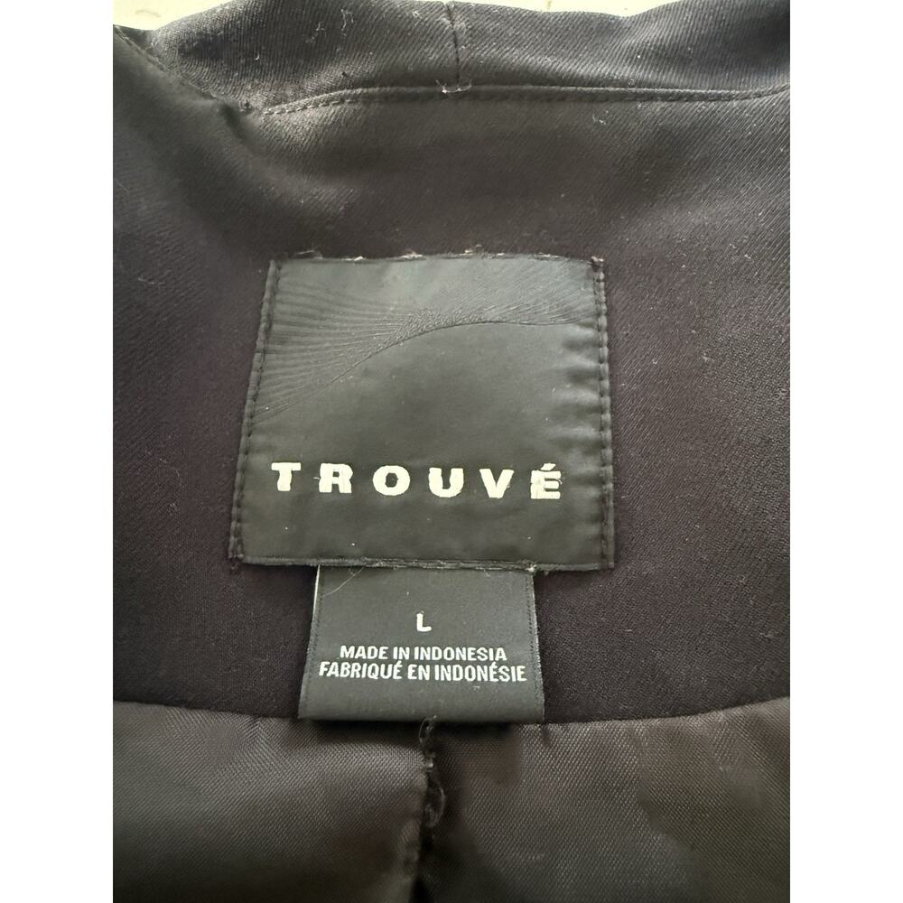 Trouve Womens Open Front Blazer Jacket Size L Black Career Office Workwear - Picture 11 of 11